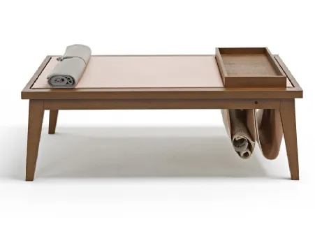 Tavolino multifunzionale in legno con top in pelle Bergen di Egoitaliano