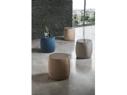 Tavolino Pouf Lepanto con top in vetro o tessuto, rivestito in microfibra effetto velluto di Target Point