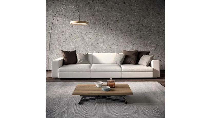 Tavolino Trasformabile Sydney in Eco Legno Vecchio Antico e metallo di Ozzio