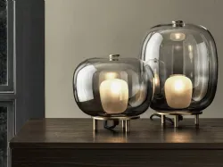 Lampada Blow da tavolo in vetro con base in ottone di Bontempi