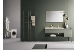 Mobile da Bagno in laccato Roccia opaco con serigrafia ad esagoni Industrial 03 Gray Forest di Ardeco