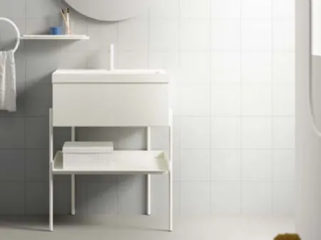 Mobile da Bagno in laccato opaco Bianco con struttura in metallo Industrial 02 Essential White di Ardeco