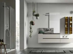 Mobile da Bagno sospeso in melaminico Malta Grigio con lavabo in HPL effetto marmo Start Line 06 di Ardeco