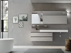 Mobile da Bagno sospeso Start Play 05 in melaminico Trama Grigio di Ardeco