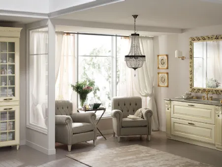 Mobile da Bagno Baltimora in laccato opaco Beige con decori Oro di Scavolini Bathrooms