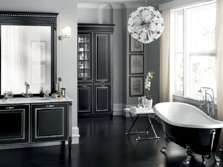Mobile da Bagno Baltimora in laccato opaco Nero con decori Argento di Scavolini Bathrooms