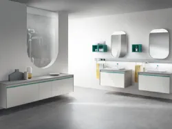 Mobile da Bagno Dandy Plus Laccato Opaco Bianco Prestige e Blu Agave di Scavolini Bathrooms