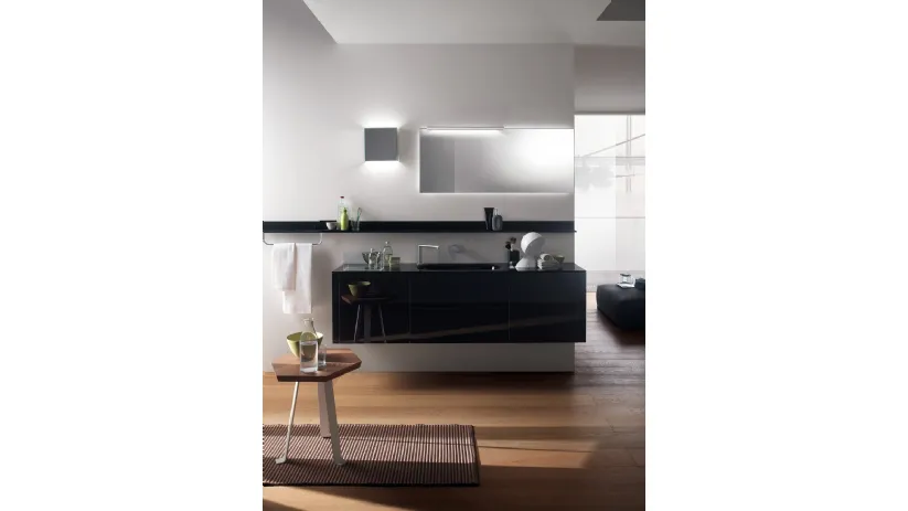 Mobile da Bagno Font in Vetro Laccato Lucido Nero Ardesia di Scavolini Bathrooms