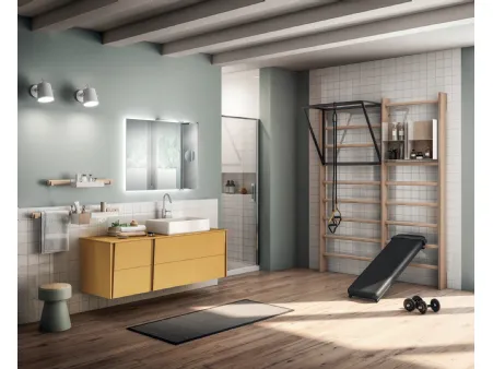 Mobile da Bagno Gym Space Laccato Opaco Giallo di Scavolini Bathrooms