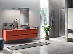 Mobile da Bagno Idro Laccato Opaco Rosso Marocco di Scavolini Bathrooms