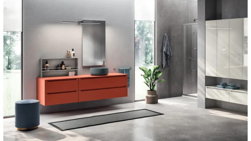 Mobile da Bagno Idro Laccato Opaco Rosso Marocco di Scavolini Bathrooms