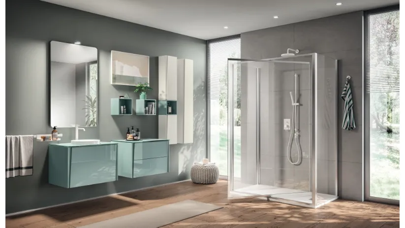 Mobile da Bagno Lagu Laccato Lucido Verde Aloe di Scavolini Bathrooms