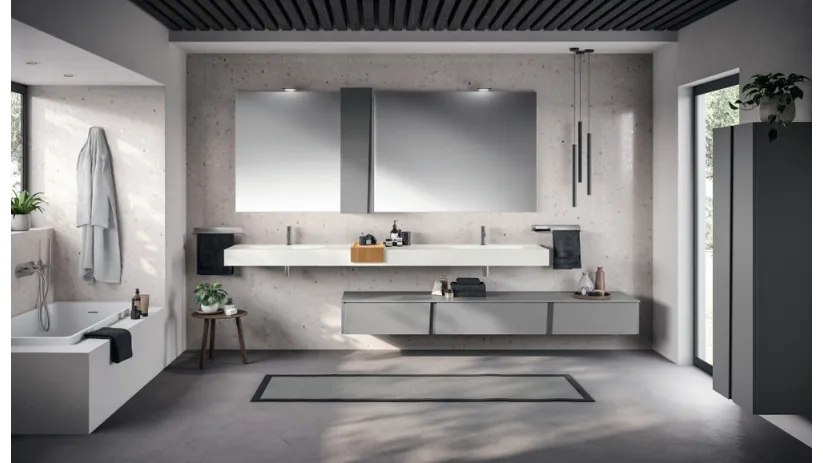 Mobile da Bagno Lagu Laccato Opaco Grigio Vulcano di Scavolini Bathrooms