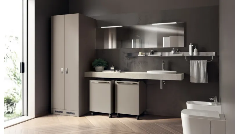 Mobile da Bagno Laundry Space Aquo in Decorativo Grigio Selce di Scavolini Bathrooms