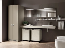 Mobile da Bagno Laundry Space Aquo in laccato Visone e decorativo Bianco di Scavolini Bathrooms