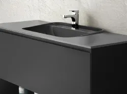 Mobile da Bagno sospeso in Fenix laccato Nero Spa 02 03 di Lavalle