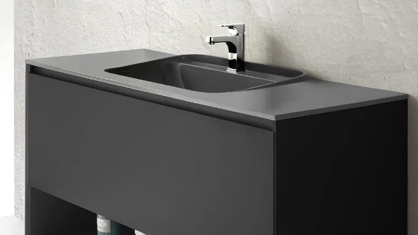 Mobile da Bagno sospeso in Fenix laccato Nero Spa 02 03 di Lavalle