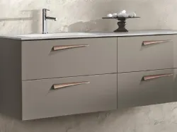 Mobile da Bagno sospeso in laccato lucido Fango e top in malta cementizia ecologica Grigio Chiaro con lavabo integrato Spot 03 02 di Lavalle