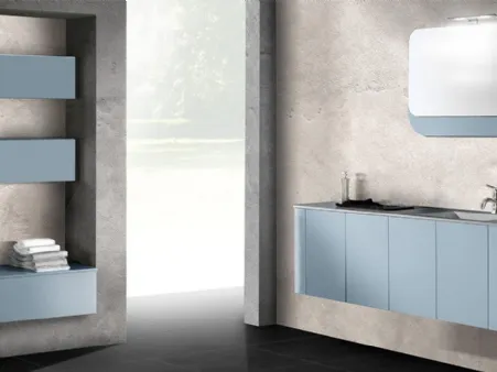 Mobile da Bagno sospeso in laccato opaco Azzurro Spot 03 05 di Lavalle