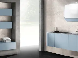 Mobile da Bagno sospeso in laccato opaco Azzurro Spot 03 05 di Lavalle