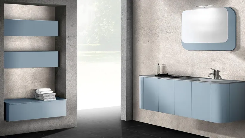 Mobile da Bagno sospeso in laccato opaco Azzurro Spot 03 05 di Lavalle