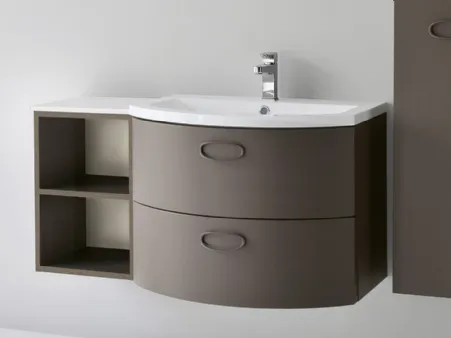 Mobile da Bagno sospeso in laccato opaco Cognac Zen 03 07 di Lavalle