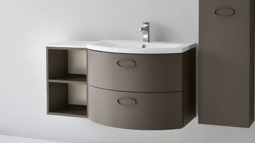 Mobile da Bagno sospeso in laccato opaco Cognac Zen di Lavalle