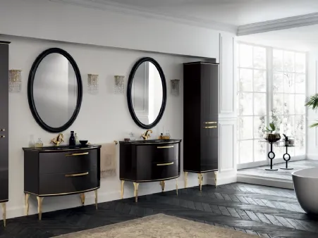Mobile da Bagno Magnifica in laccato lucido Grigio Ferro con finiture Oro di Scavolini Bathrooms