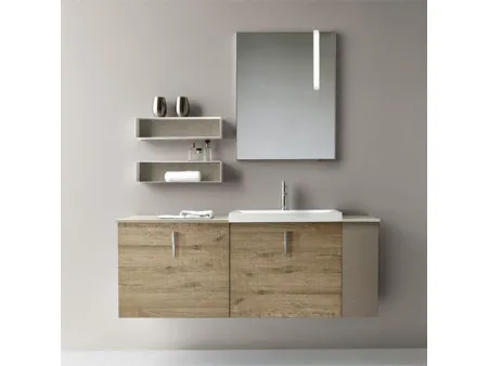 Mobile da Bagno sospeso Quark 01 01 in decorativo Rovere Nodato di Lavalle