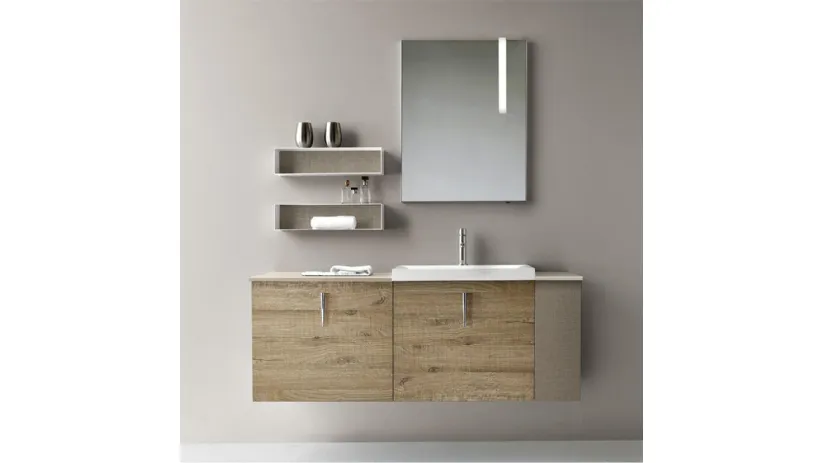 Mobile da Bagno sospeso Quark 01 01 in decorativo Rovere Nodato di Lavalle