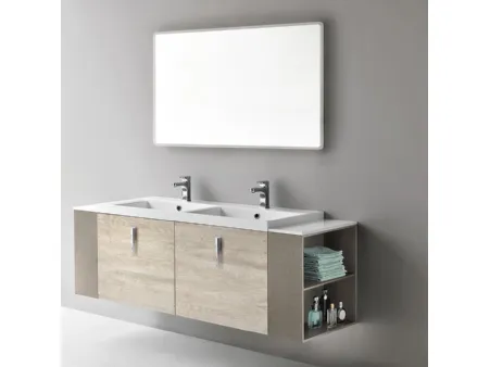 Mobile da Bagno sospeso Quark 01 03 in decorativo Bianco Nodato di Lavalle