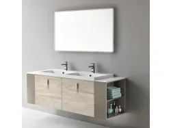 Mobile da Bagno sospeso Quark 01 03 in decorativo Bianco Nodato di Lavalle