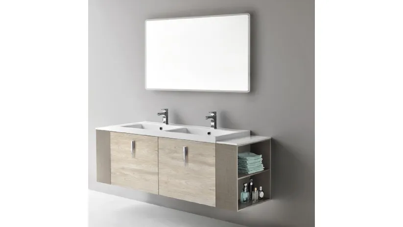 Mobile da Bagno sospeso Quark 01 03 in decorativo Bianco Nodato di Lavalle