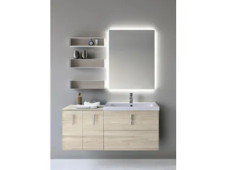Mobile da Bagno sospeso in decorativo Bianco Nodato Quark 01 08 di Lavalle