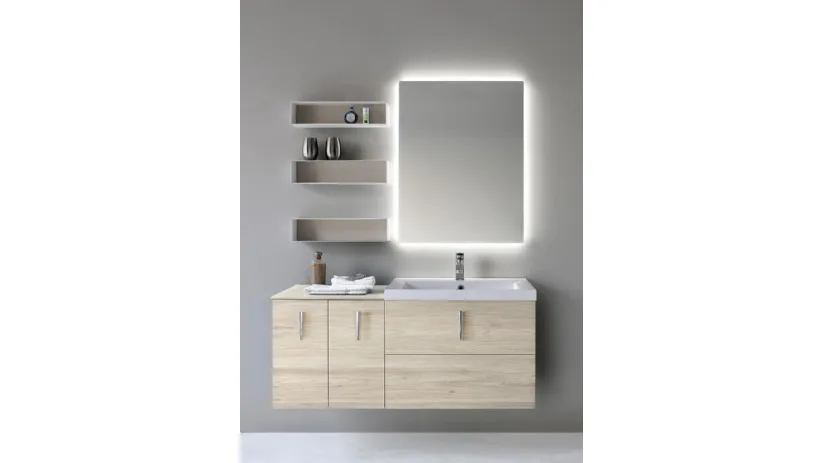 Mobile da Bagno sospeso in decorativo Bianco Nodato Quark 01 08 di Lavalle