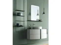 Mobile da Bagno sospeso in laccato Bianco opaco con porta asciugamani integrato Round 03 Natural Vibes di Ardeco