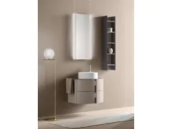 Mobile da Bagno sospeso in laccato Lino opaco Round 07 Truffle Dust di Ardeco