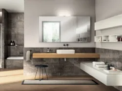 Mobile da Bagno Juno Laccato Lucido Bianco Prestige con piano in Rovere di Scavolini Bathrooms