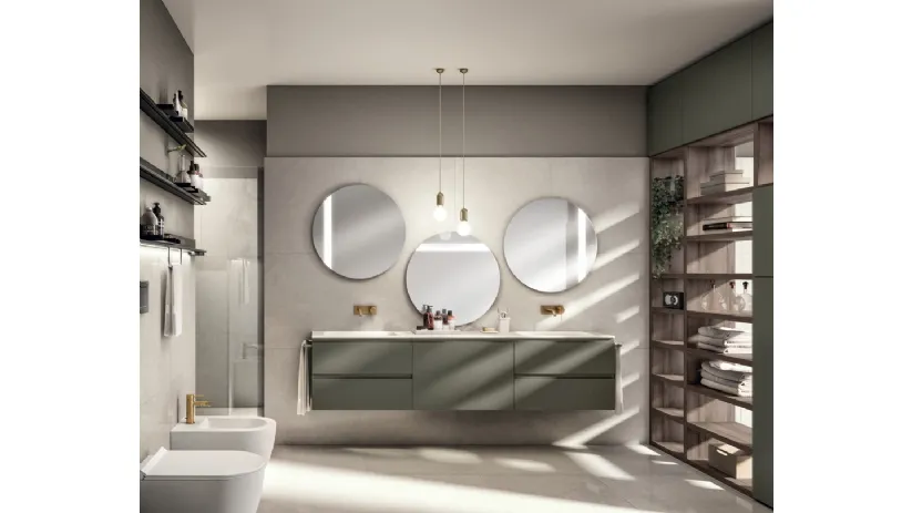 Mobile da Bagno Juno Laccato Opaco Verde Minerale di Scavolini Bathrooms