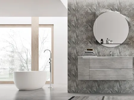 Mobile da Bagno sospeso in melaminico Trama Grigio Start Block 01 di Ardeco