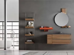 Mobile da Bagno sospeso Start Block 03 in melaminico Nodato Miele di Ardeco