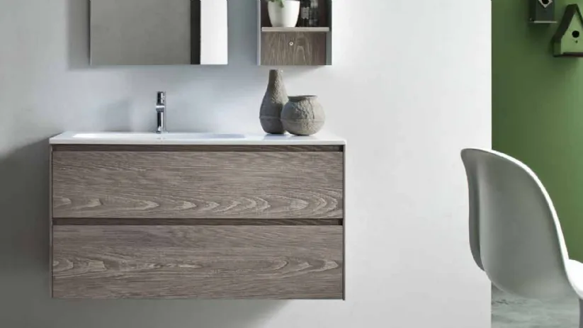 Mobile da Bagno sospeso in melaminico effetto legno French Grey Start Block 08 di Ardeco