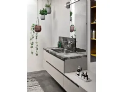 Mobile da Bagno in laccato opaco con top e lavabo in HPL effetto marmo Start Line 06 di Ardeco