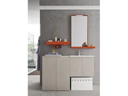 Mobile da Bagno per lavanderia Start Wash 03 in melaminico Trama Grigio di Ardeco