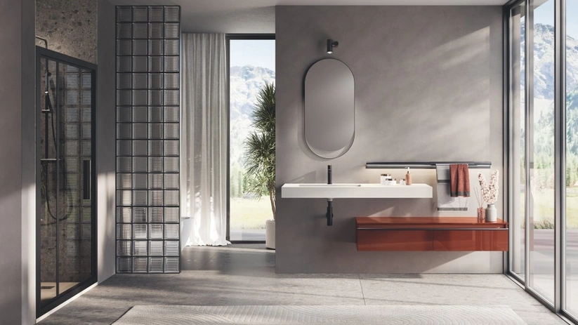 Mobile da Bagno sospeso Stilo in laccato lucido Mattone di Scavolini Bathrooms