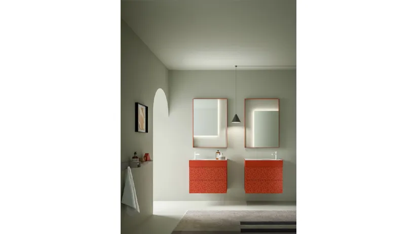 Mobile da Bagno in laccato opaco con serigrafia Vintage 09 Coral Vibes di Ardeco