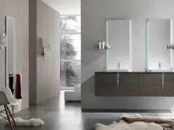 Mobile da Bagno in melaminico Sablè Avana effetto legno con maniglie in laccato Grigio Londra Wector 06 di Ardeco