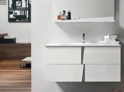 Mobile da Bagno Wector in melaminico Olmo Gesso e HPL Cemento 14 di Ardeco