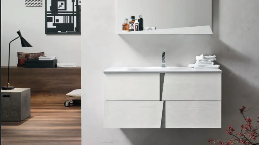 Mobile da Bagno Wector in melaminico Olmo Gesso e HPL Cemento 14 di Ardeco