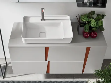 Mobile da Bagno in laccato Grigio Londra opaco con maniglie in laccato Mattone opaco Wector 07 di Ardeco